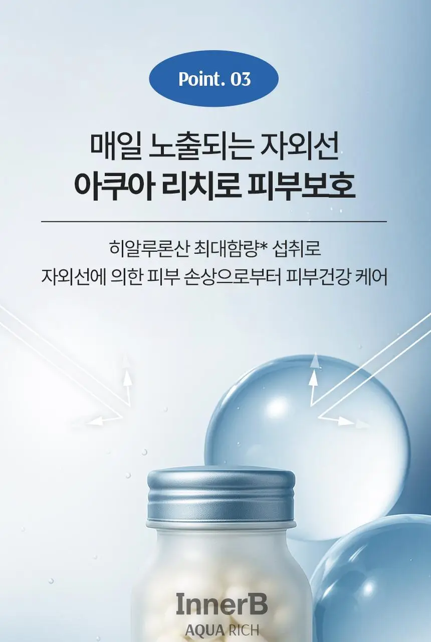 [히알루론산 240mg] CJ 이너비 아쿠아리치 56캡슐 (28일분) 상세페이지 14